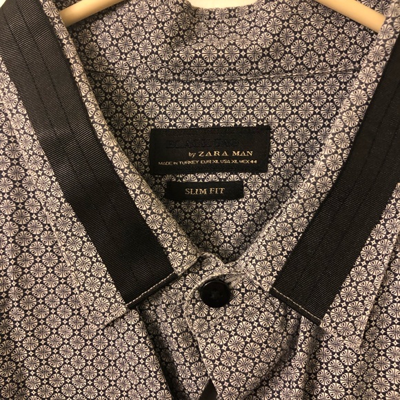 Zara formal wear cotton print tuxedo shirt - Picture 2 of 3